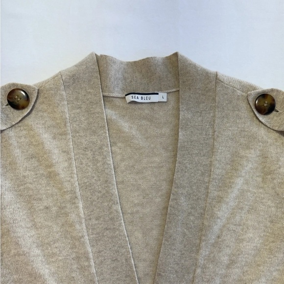 Sea Bleu 90% Wool 10% Cashmere Women's Tan Sweater with Button Accents - Picture 3 of 6